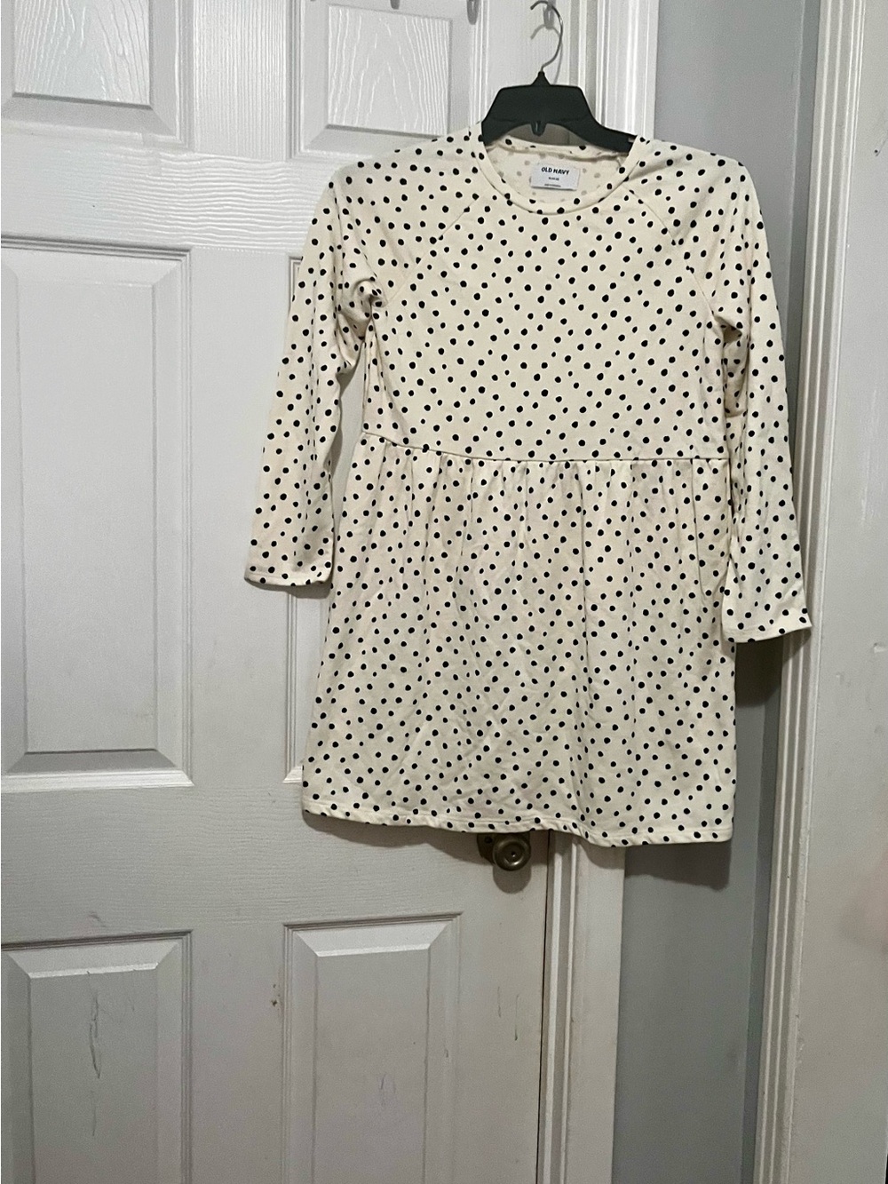 Old Navy Cream and Gray Polka Dot Blouse